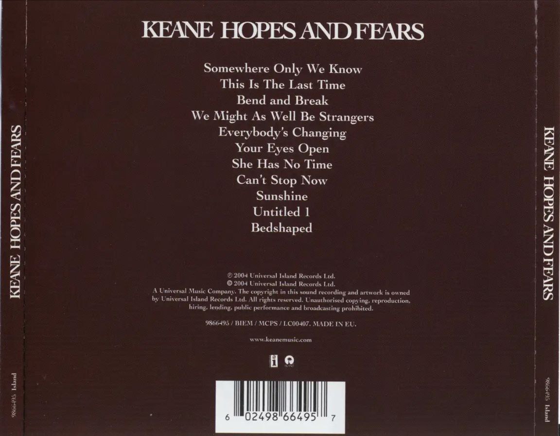 Keane - 2004年专辑 - Hopes And Fears (EU Edition)   Flac